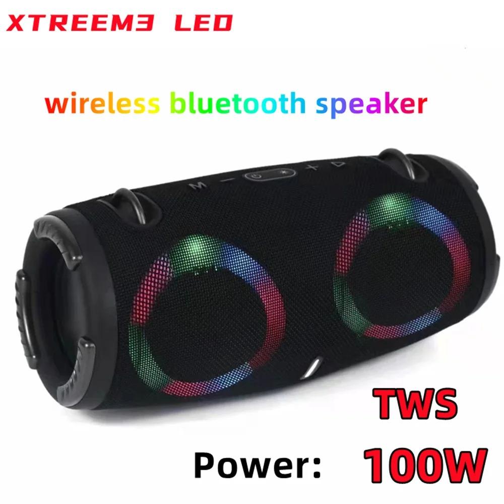 1PC Portable Waterproof 100W High Power Bluetooth Speaker RGB Colorful Light Wireless Subwoofer 360 Stereo Surround TWS FM Boom Box