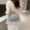 Vintage Designer Lock Shell Clip Handmade Chain Shoulder Bags Embroidery Flower Crossbody Bag Lady Chic Handbags Evening Clutch KTY