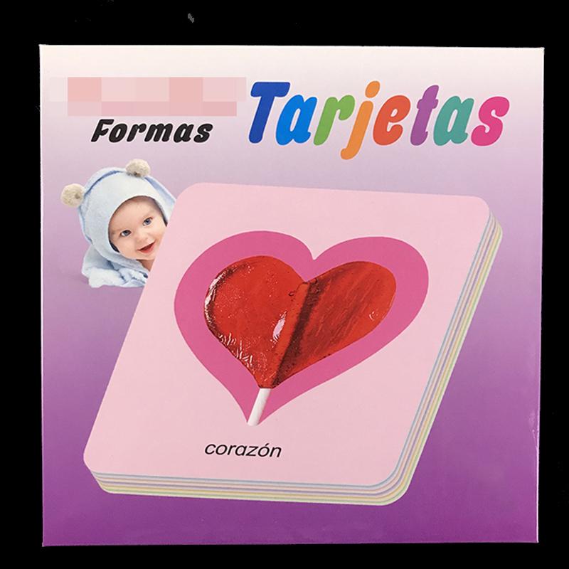 Kids Cognitive Spanish Cards Fruit/Letter/Number/Shape/Animal/Color Baby Learning Word Card Preschool Education Montessori Gifts