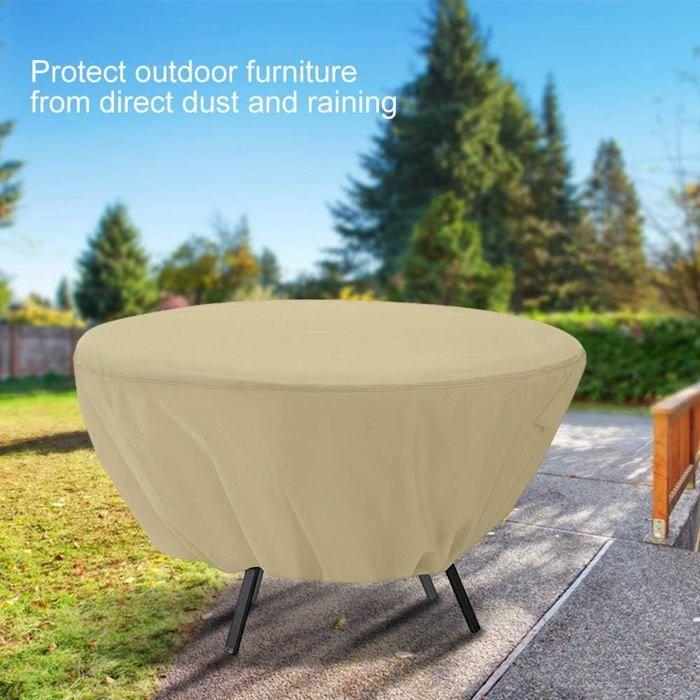 Housse ronde pour table de jardin 127 × 58 cm imperméable anti-poussière beige