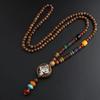 Ожерелье из деревянных бусин со слоном Женское ожерелье Буддийские украшения Аксессуары Длинная цепочка для свитера