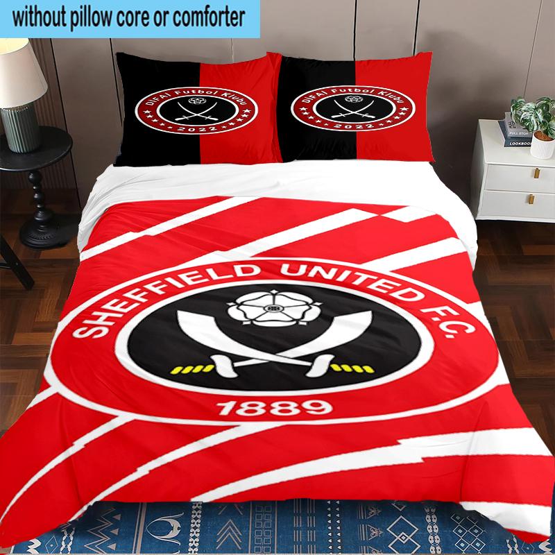 3PCS Global Football Club Sheff Bedding Set,Including 1pc Duvet Cover And 2pcs Pillowcases Perfect for Bedroom, Dormitory, Fan Christmas gift
