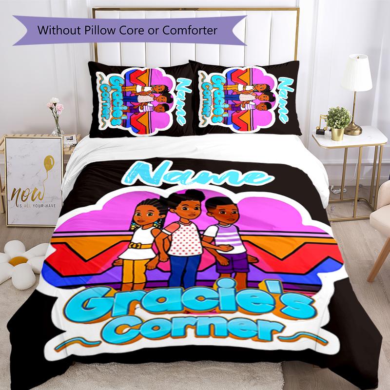 3pcs Custom Name Gracies Corner Bedding Set Duvet Cover Closure Includes 1 Duvet Cover & 2 Pillowcases for All Seasons Bedroom Decor