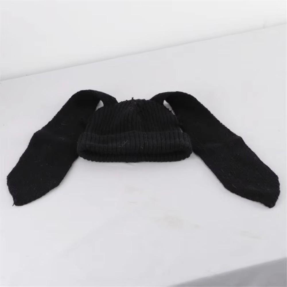Solid Color Bunny Beanies Hat Cartoon Winter Pullover Hat Rabbit Long Ear Knitted Hat Autumn