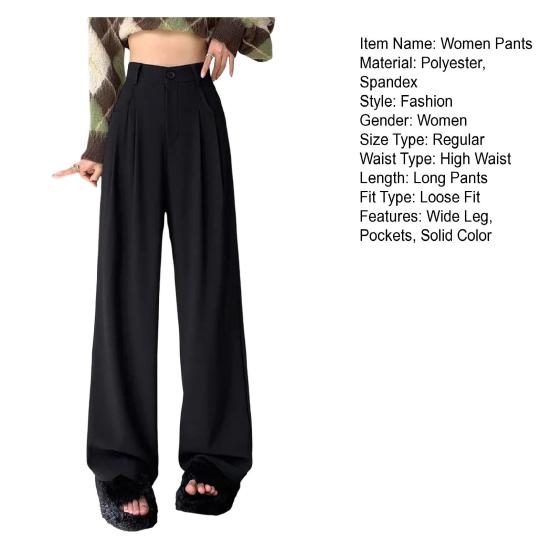 Женские длинные брюки с застежкой-молнией на пуговицы, высокая талия, офисные женские брюки с карманами, однотонные, прямые