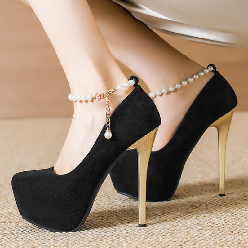 Fashion Spring Women Pumps Fashion Platform Round Toe Shallow Slingback High Heels Pole Dance Shoes Ladies Party Dress Stiletto Zapatos