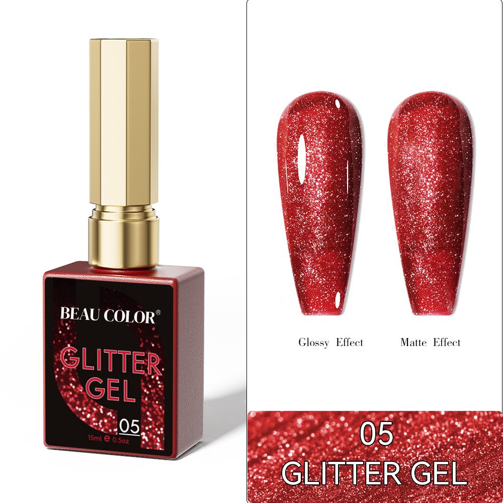 BEAU COLOR 1 шт. 15 мл 8 цветов светоотражающий блестящий гель-лак коллекция УФ/светодиодный Рождественский блестящий цветной гель для дизайна ногтей маникюр своими руками