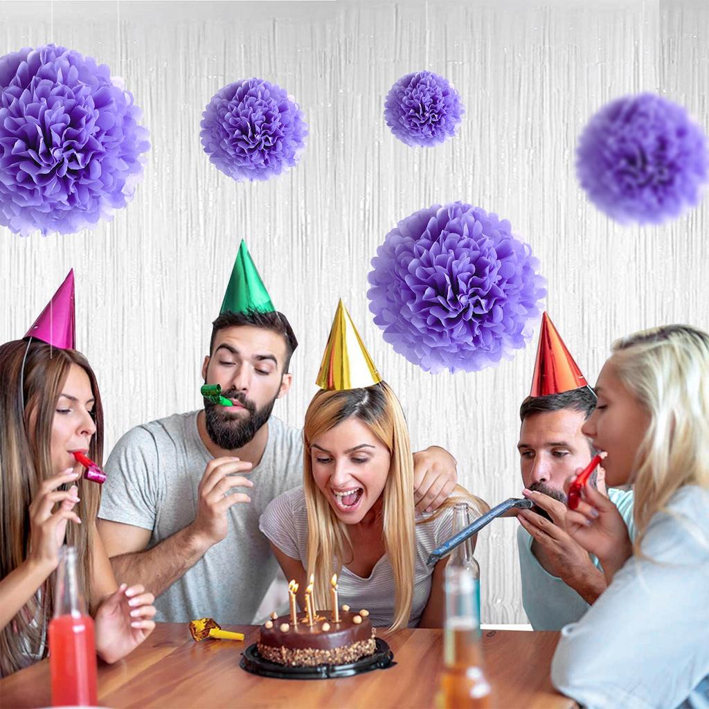 1 шт. Набор 7,8-дюймовых фиолетовых бумажных подвесных цветов, помпонов, бумажные шарики для вечеринки по случаю дня рождения, цветочные шарики из бумаги