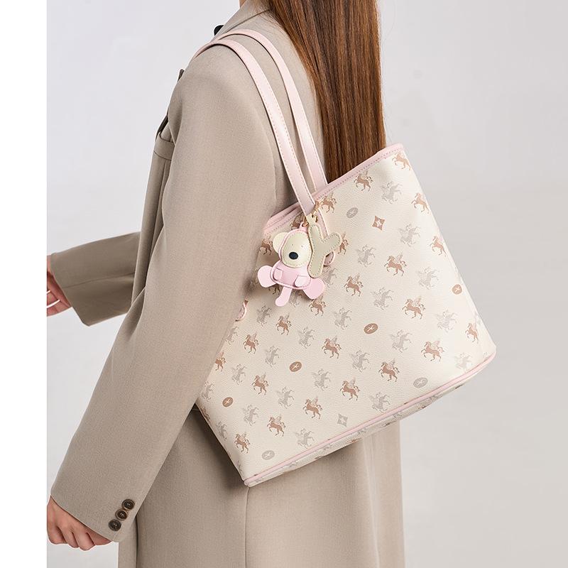 Трендовый зарубежный стиль 2025 новая сумка-тоут женская большой вместимости для поездок на работу на плечо ручная сумка с принтом новая сумка-тоут