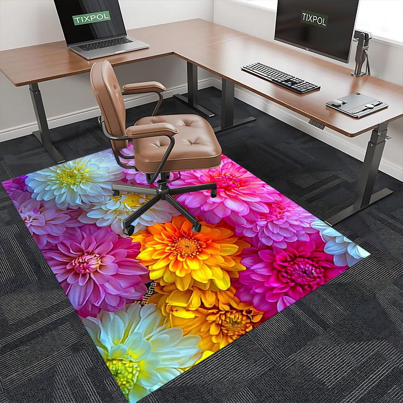 1pc Athena's Colorful Flower Office Chair Mat - Festive Gift for Home and Workplace, Suitable for All Seasons.P012