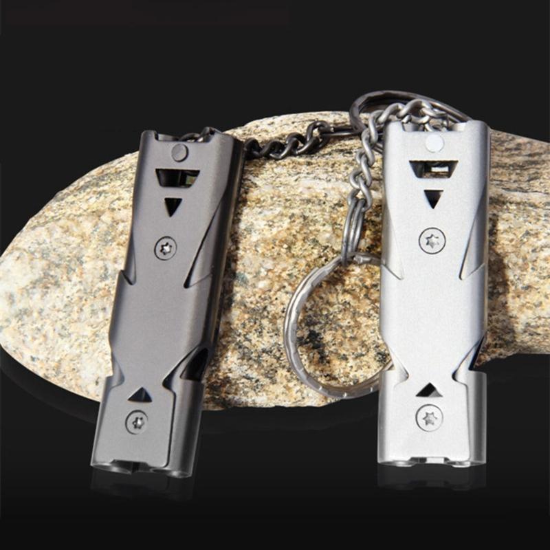 Stainless Whistle Outdoor Emergency Survival Whistles Gear Double Pipe Whistle