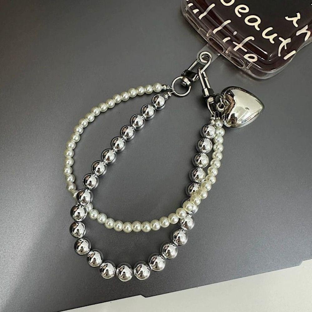 Luxury Pearl Beaded Phone Strap Fashion Wrist Short Rope Phone Charm Chain Phone Accessories