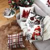 Модная наволочка на подушку на рождественскую тематику с красным клетчатым узором «Снежинка» и «Снеговик» Теплая и праздничная атмосфера Чехол для подушки