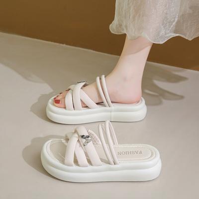 CRLAYDK 2024 Новые женские босоножки на платформе с ремешком и открытым носком, удобные повседневные тапочки для пляжа и лета, для путешествий, для платья