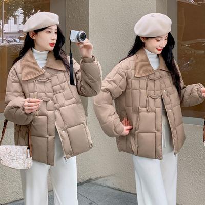 Добавьте удобрения, чтобы увеличить лацкан, короткая пуховая хлопковая куртка, модный западный стиль, маленький национальный стиль, куртка большого размера с пряжкой