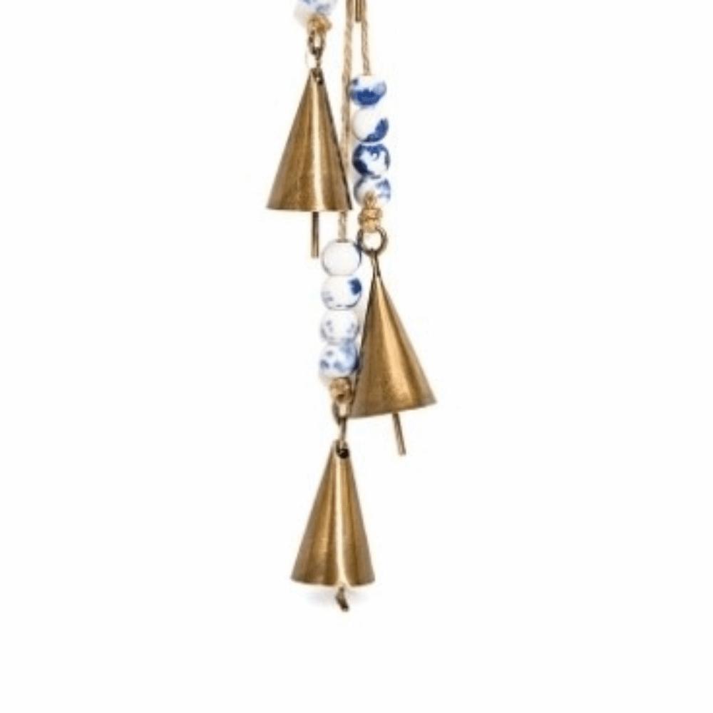 Built-in Metal Clapper Rustic Metal Cowbell 16.93in Vintage Gold Wind Chime Home Wall Hanging