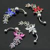 Three Butterflies Pendant Button Barbell Bar Belly Navel Ring Body Piercing Jewelry