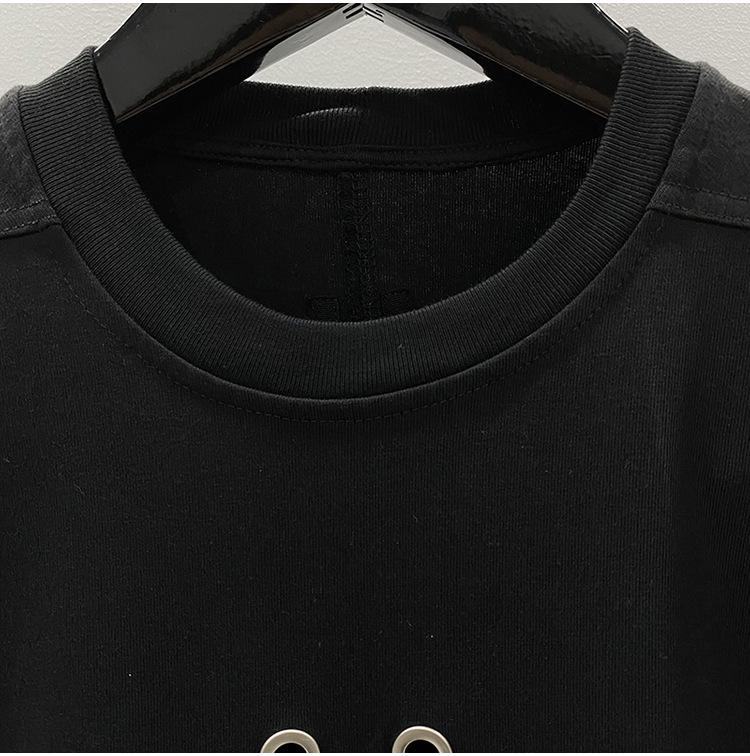 2023 Summer Loose Knit T-Shirt with Eyelet and Ribbon Design