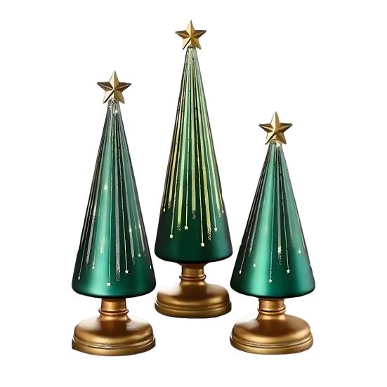1/3Pcs Christmas Tree Decor with LED Light Built-in Timer Gradient Xmas Tree Sculptures Festive Home Decor