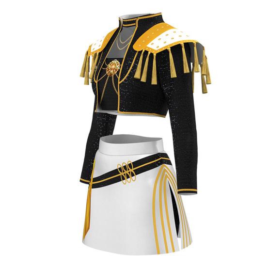 Kids Girls Demon Costume Stand Collar Coat T-shirt Shorts Set Children Printed Design Cosplay Performances Costumes