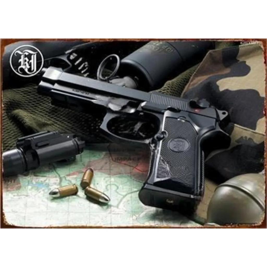 Vintage Neue Pistole HD Zinn Malerei Metall Zeichen Poster Nach Hause Wohnzimmer Bar Club Party Mann Höhle Kunst Wand Dekoration