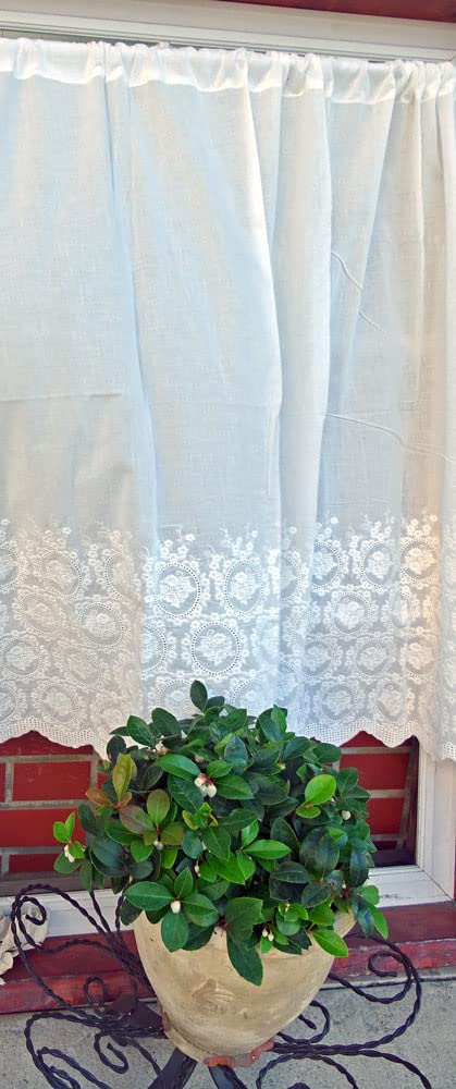 90cm Cafe Curtains for Small Provides Light Hides Rose Simple Natural Semi-Long Windows, Privacy, Shelves, Quartz, Cotton,