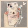 Retro Flower Sticker Leather for Apple 16 Mobile Phone Case, Camellia iPhone14 Bracelet 13Promax Silicone Soft Case