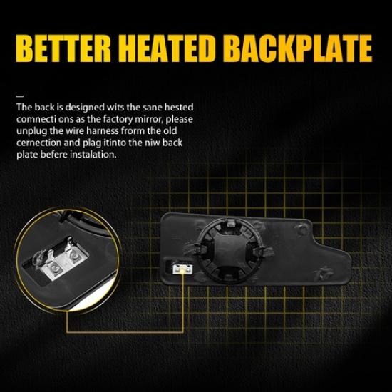 Pair Lower Heated Mirror Glass for - Chevy Silverado Sierra 1500 2500HD