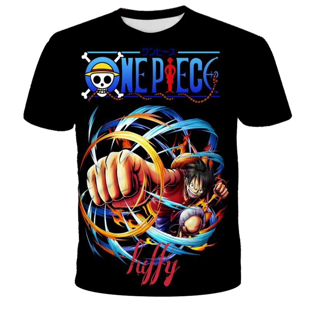 Аниме One Piece Луффи Свободная футболка с коротким рукавом Мужская Повседневная