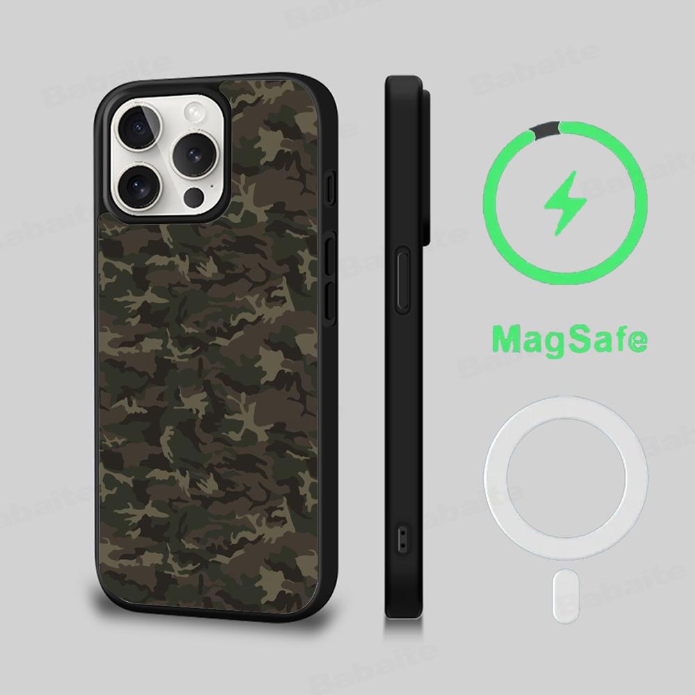 Camouflage Camo Military Army Phone Case Magnetic Case For IPhone 16 14 13 12 11 15 Pro Max Plus For Magsafe Wireless Charge