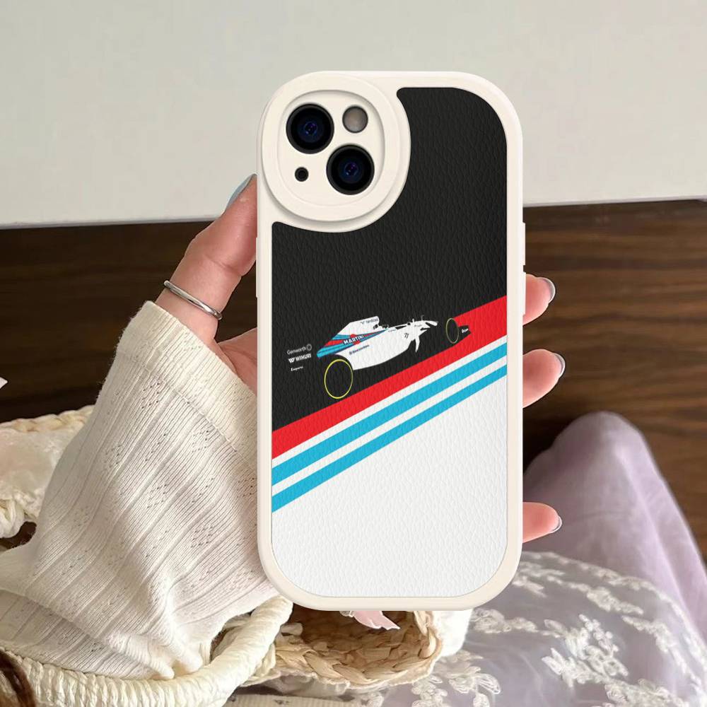M-Martini Racing Горизонтальная полоска Для IPhone 16 15 14 13 12 11 Pro Max Plus Ударопрочный кожаный мягкий чехол для телефона