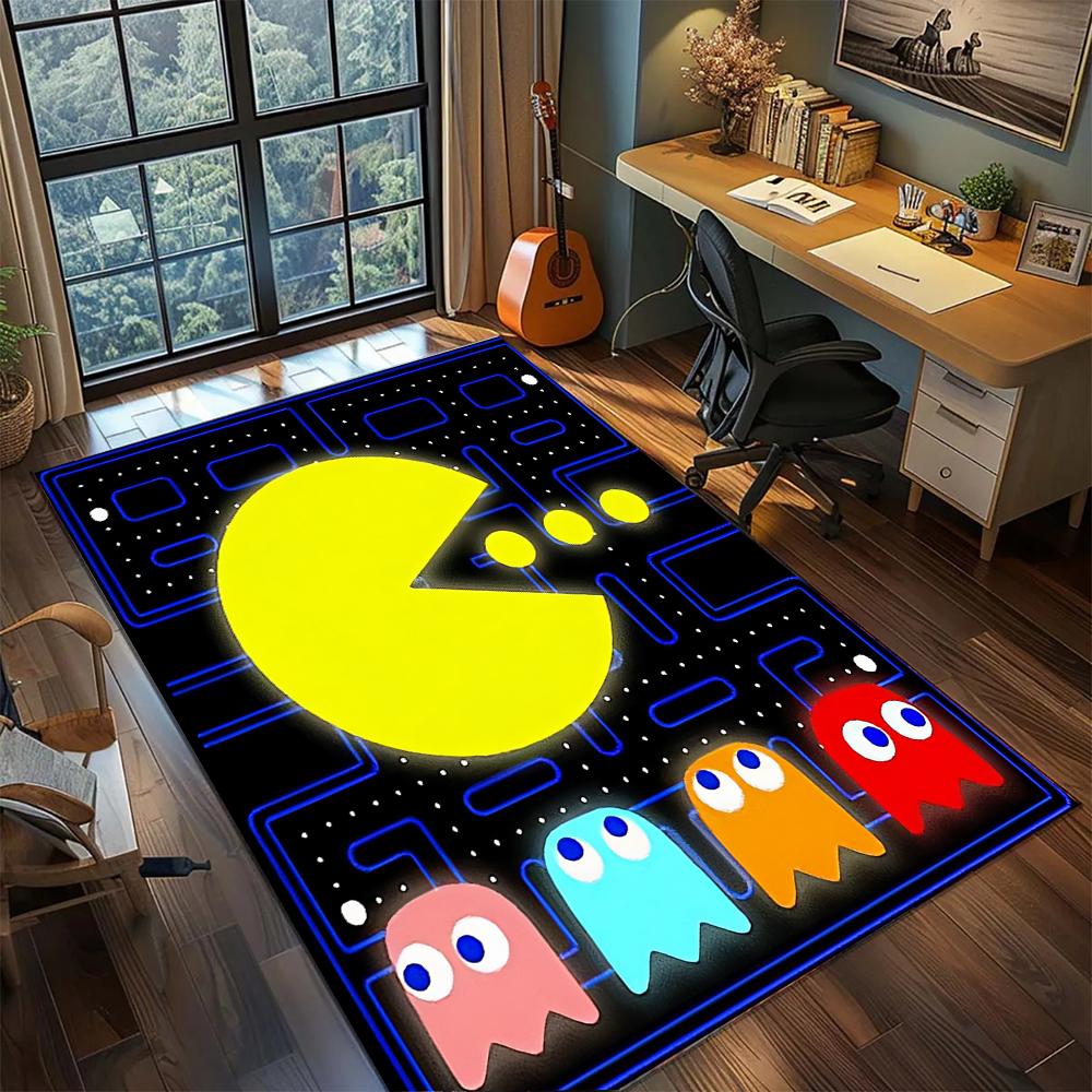 Классический Pac-Man Аркадный Ретро Пиксельная Игра Ковер Ковер Большой Ковер Нескользящий Моющийся Коврик для Пола Комната Геймера Спальня Домашний Декор