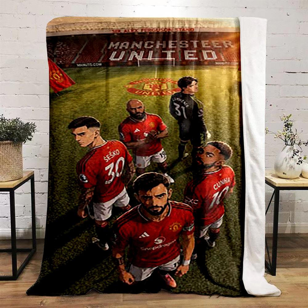 Manchester United Team Illustration printed Flannel blanket for bedroom, living room, sofa, and nap