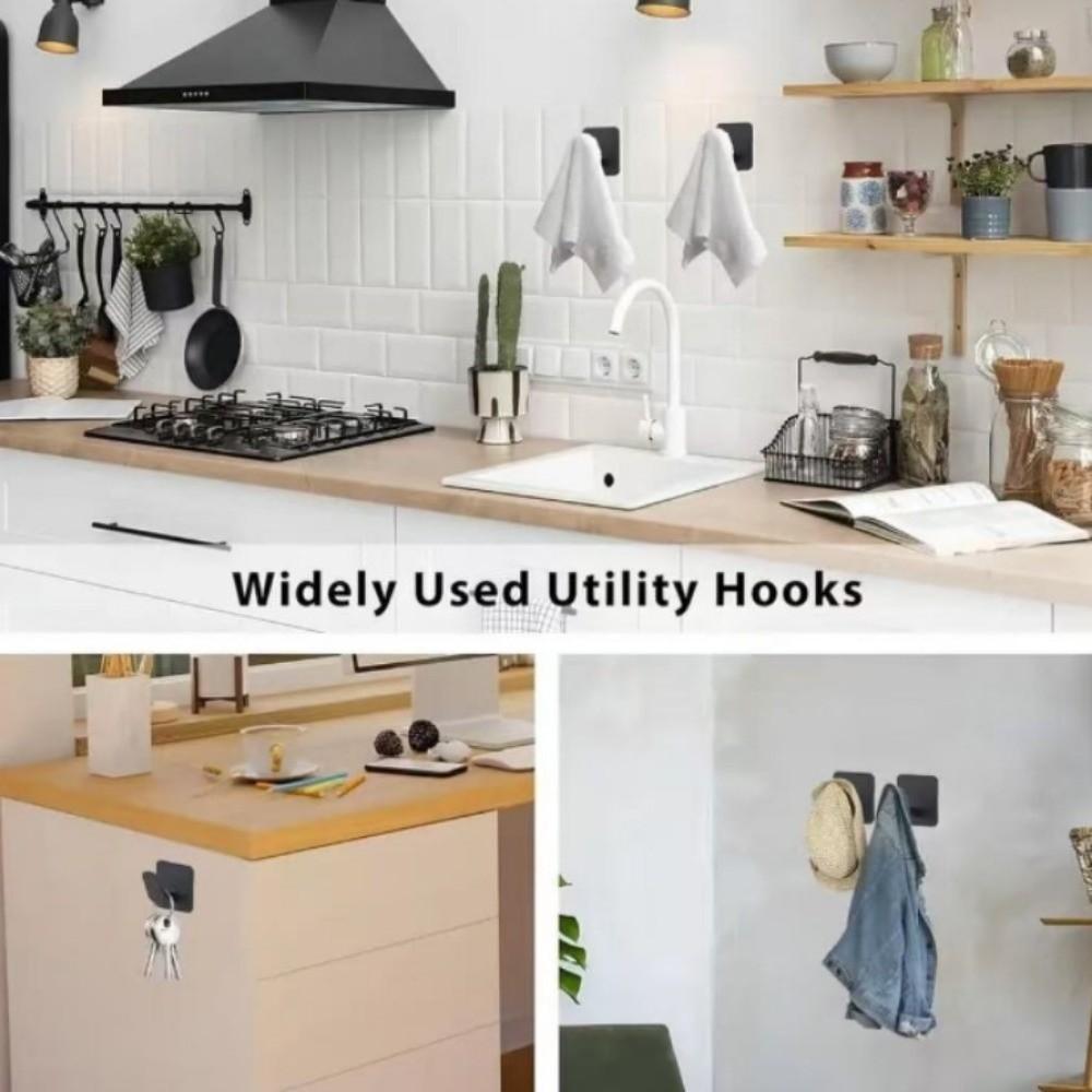 3pcs Stainless Steel Adhesive Hooks Rust Proof Bathroom Clothes Hooks Durable Wall Hooks Kitchen