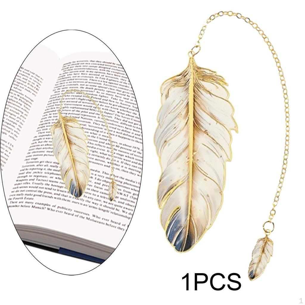 Feather Bookmark Metal with Charm Decorative Elegant Stylish Modern Art Book