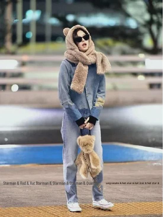 Комплект шапок и шарфа в стиле Дженни с медведем: Женский теплый плюшевый осенне-зимний галстук для студентов