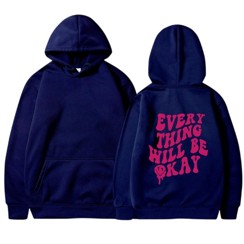 Oversized Hooded Sweatshirt Women Men Long Sleeve Fleece Lined Casual Streetwear With Letter Print