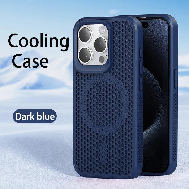 Cooling Heat Dissipation For Magsafe Magnetic Phone Case For iPhone 16 14 15 13 12 11 Pro Max 16 Plus Breathable Grid Hard Cover