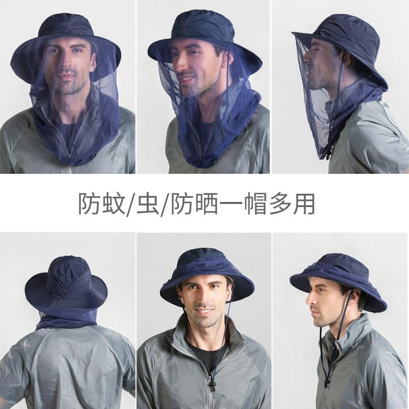 Hat outdoor sun protection big eaves hat travel bucket hat anti-mosquito visor net gauze hat