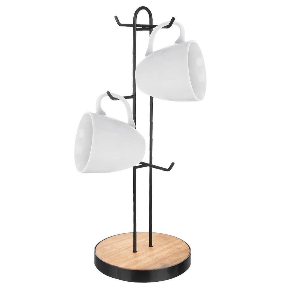 Black metal stand for cups and mugs RADKA 15.5x40 cm