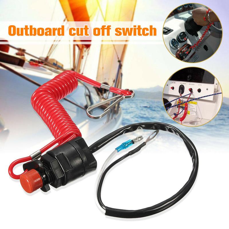 Boat Motor Emergency Kill Stop Switch for Yamaha /Tohatsu Outboard Stop Kill Switch Cut Off Switches with Safety Tether