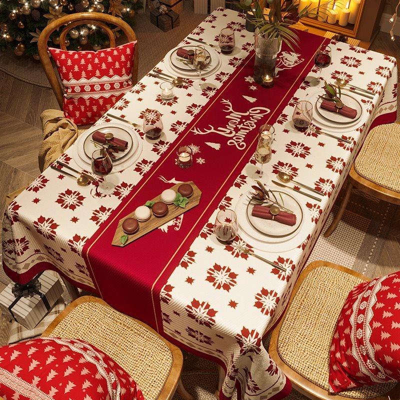 Рождественская домашняя скатерть Новогодняя праздничная красная прямоугольная скатерть Рождественский стиль Журнальный столик Скатерть Хлопковая и льняная скатерть