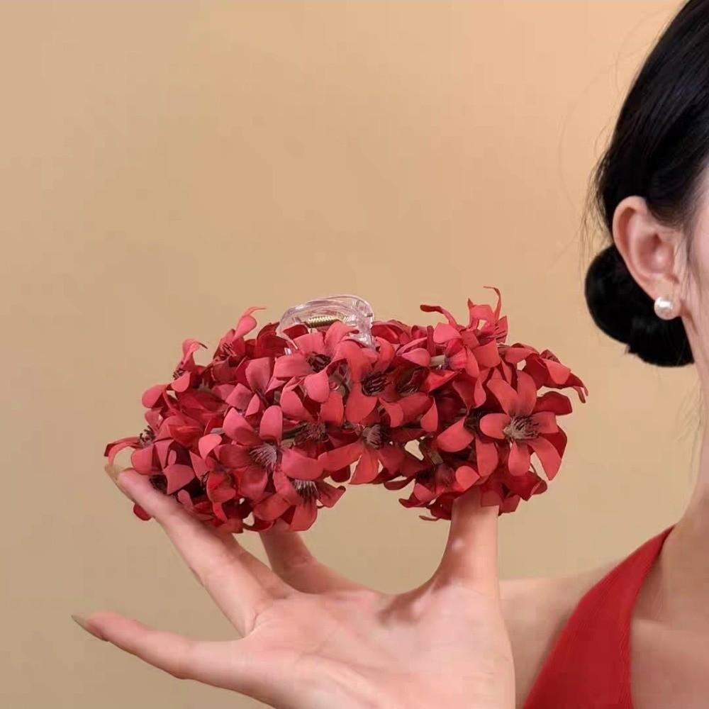 Fashion Sweet Beach Floral Hair Claw Delicate Acrylic Vacation Style Shark Clip Super Fairy Solid color Elegant Hair Clip Women