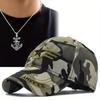 2pcs Men's Baseball Cap Necklace Set Duck Tongue Hat Casual Sun Protection Sun Shade Fashion Pendant Necklace Sports Camouflage Baseball Hat