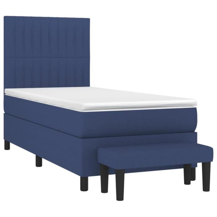 3136723 vidaXL Bed Base with Mattress Blue 90x190 Cm Fabric