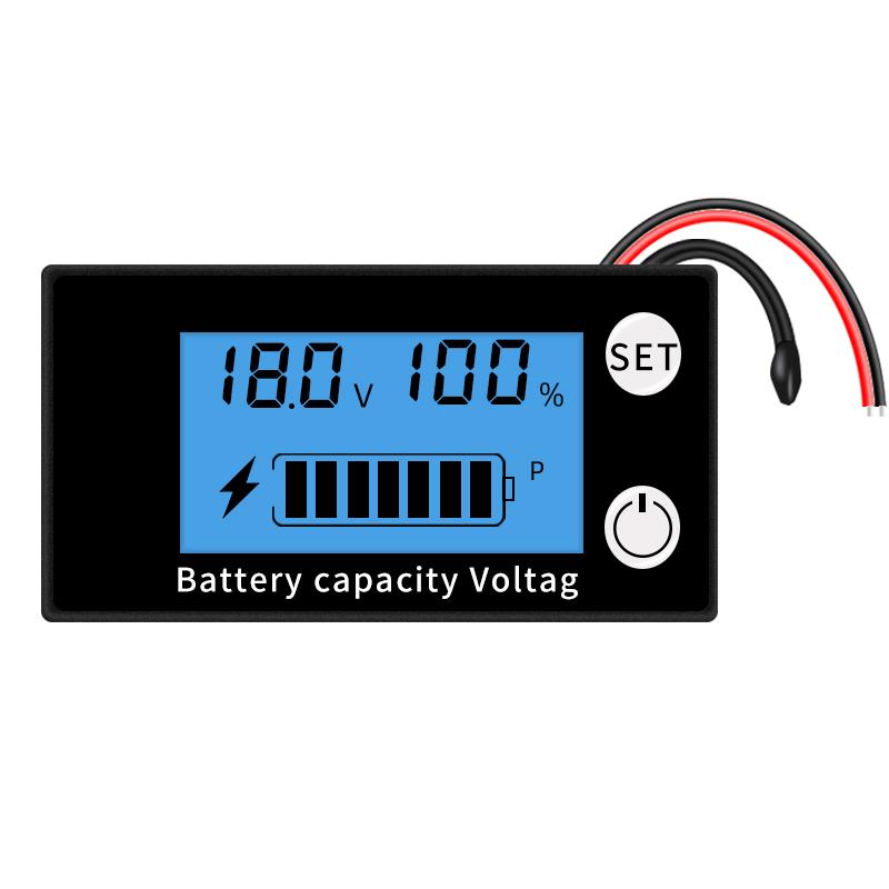 Вольтметр емкости аккумулятора DC 8В-100В Индикатор Измеритель мощности Литиевый LiFePO4 свинцово-кислотный Элемент 12В 24В 48В с температурной сигнализацией