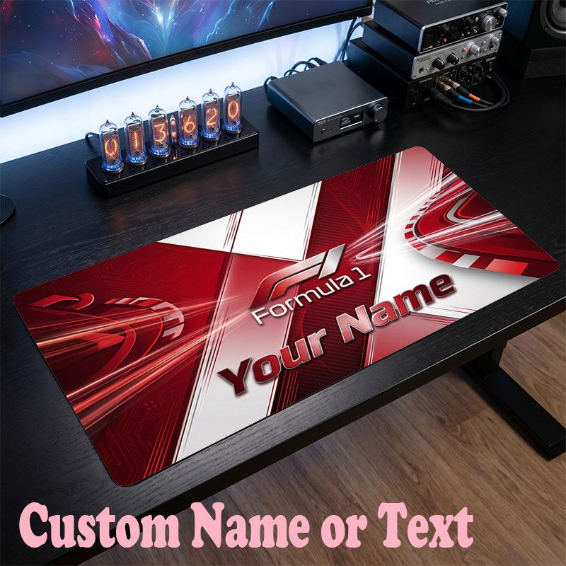 F1 Customized Name Text Mouse Pad, Large Desk Mouse Mat Personalized Home Office Present