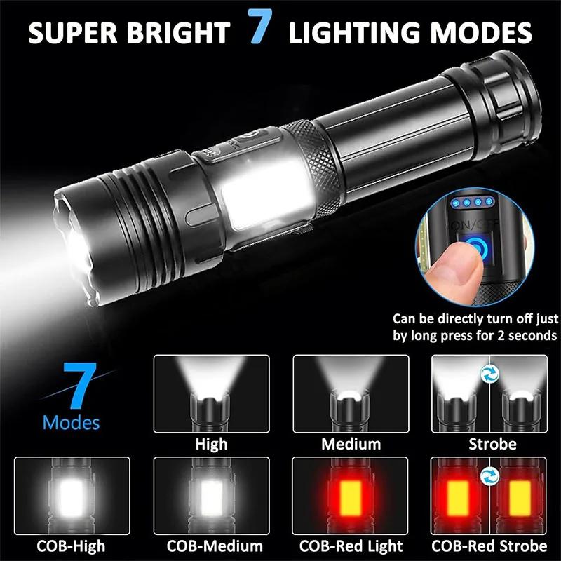 Aluminum Alloy Rechargeable P70 Flashlight High Power Waterproof Torch Light Zoomable with Storage Box Handheld Flash Light