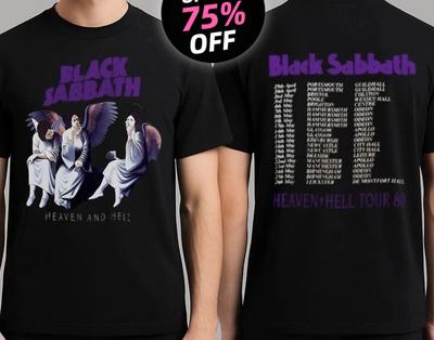 Футболка Black Sabbath Tour 80 Heaven and Hell Двусторонняя Высококачественная Роскошная Подходит и мужчинам, и женщинам Топ Y2k