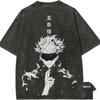 Мужская футболка Сатору Годжо Jujutsu Kaisen Безграничная Пустота Винтажная Кислотная Стирка Уличная Одежда Оверсайз Ретро Японское Аниме Графические Футболки